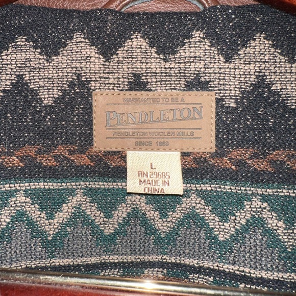 Pendleton Western Wear Tribal Mount Boss Jacket Sz L Wool Leather Vintage - Picture 4 of 5